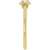 14K Yellow Natural White Sapphire Solitaire Rope Ring