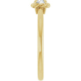 14K Yellow Gold 1/5 CT Natural Diamond Solitaire Rope Ring