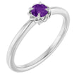 Sterling Silver Natural Amethyst Solitaire Rope Ring