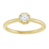 14K Yellow Natural White Sapphire Solitaire Rope Ring