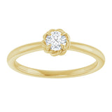 14K Yellow Gold 1/5 CT Natural Diamond Solitaire Rope Ring