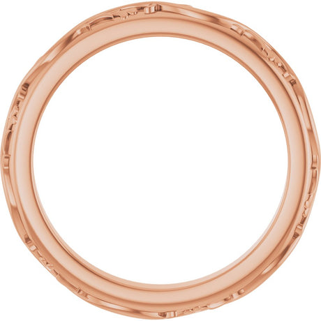 14K Rose 2.8 mm Sculptural Flat Band Size 7