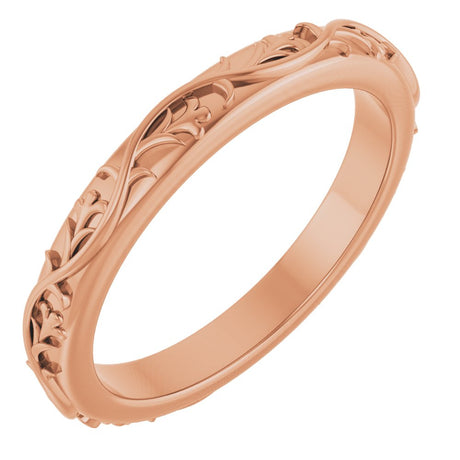14K Rose Gold 2.8 mm Sculptural Flat Band Size 7
