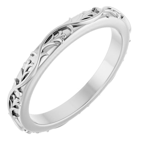 14K White Gold 2.5 mm Sculptural Flat Band Size 7