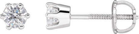 14K White 4 mm Imitation White Cubic Zirconia Stud Earrings