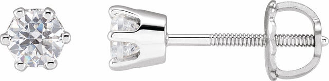 14K White 4 mm Imitation White Cubic Zirconia Stud Earrings