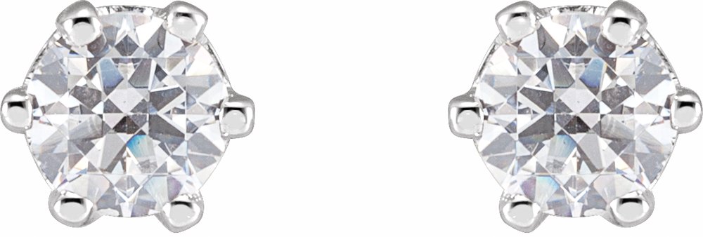 14K White Gold 4 mm Imitation White Cubic Zirconia Stud Earrings