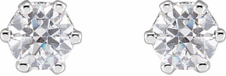 14K White Gold 4 mm Imitation White Cubic Zirconia Stud Earrings