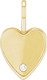 14K Yellow .02 CT Natural Diamond Engravable Heart Charm/Pendant