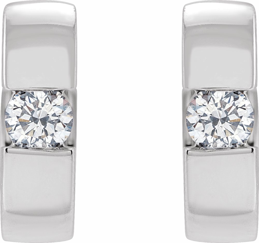 14K White 1/4 CTW Lab-Grown Diamond Hinged Huggie Earrings