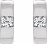 14K White 1/4 CTW Lab-Grown Diamond Hinged Huggie Earrings