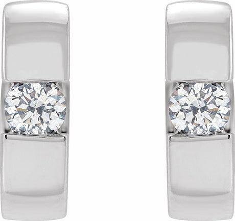 14K White 1/4 CTW Lab-Grown Diamond Hinged Huggie Earrings