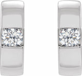 14K White Gold 1/8 CTW Natural Diamond Hinged Huggie Hoop Earrings