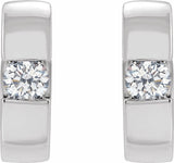 14K White Gold 1/8 CTW Lab-Grown Diamond Hinged Huggie Hoop Earrings