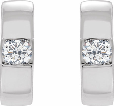 14K White Gold 1/4 CTW Lab-Grown Diamond Hinged Huggie Earrings