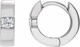 14K White Gold 1/8 CTW Lab-Grown Diamond Hinged Huggie Hoop Earrings