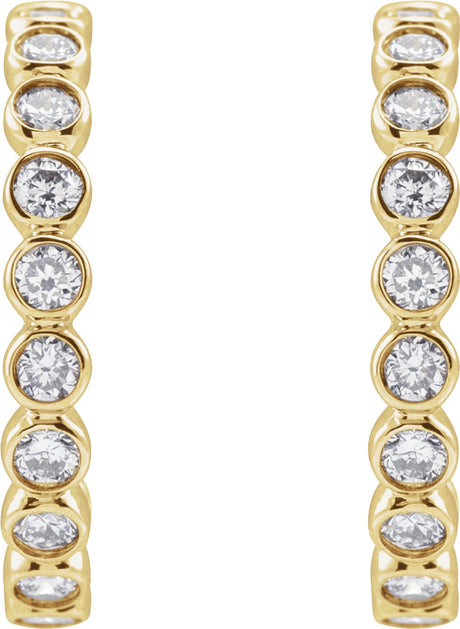 14K Yellow 3/8 CTW Lab-Grown Diamond Hoop Earrings