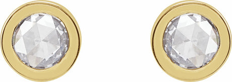 14K Yellow 1/3 CTW Rose-Cut Natural Diamond Bezel-Set Earrings