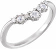 14K White 1/5 CTW Natural Rose-Cut Diamond & Faceted Contour Band