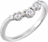 14K White 1/5 CTW Natural Rose-Cut Diamond & Faceted Contour Band