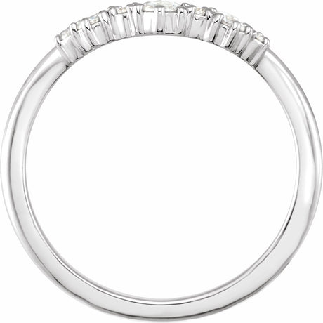 14K White 1/5 CTW Natural Rose-Cut Diamond & Faceted Contour Band