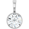 14K White Gold 9/10 CT Lab-Grown Diamond Bezel-Set Solitaire Pendant