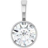 14K White Gold 9/10 CT Lab-Grown Diamond Bezel-Set Solitaire Pendant