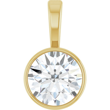 14K Yellow Gold 9/10 CT Lab-Grown Diamond Bezel-Set Solitaire Pendant
