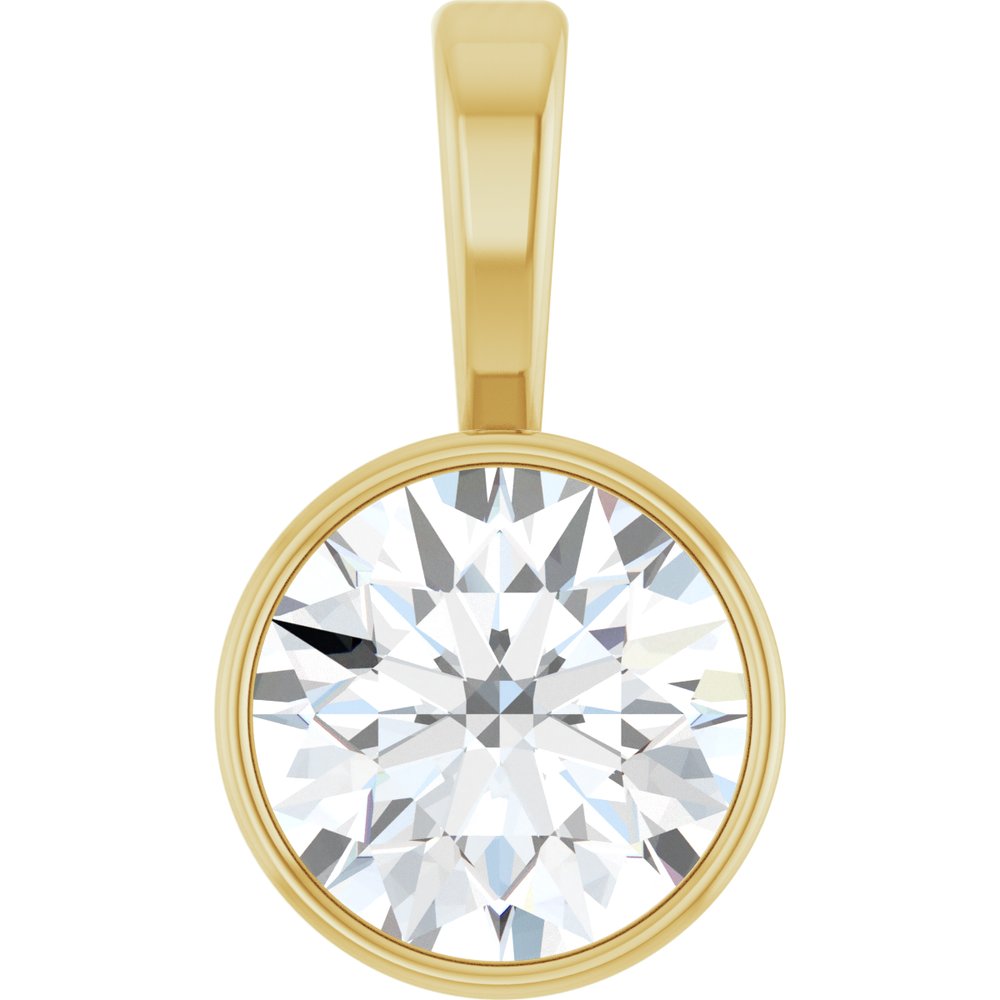 14K Yellow Gold 9/10 CT Lab-Grown Diamond Bezel-Set Solitaire Pendant