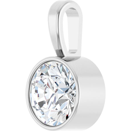 14K White Gold 9/10 CT Lab-Grown Diamond Bezel-Set Solitaire Pendant