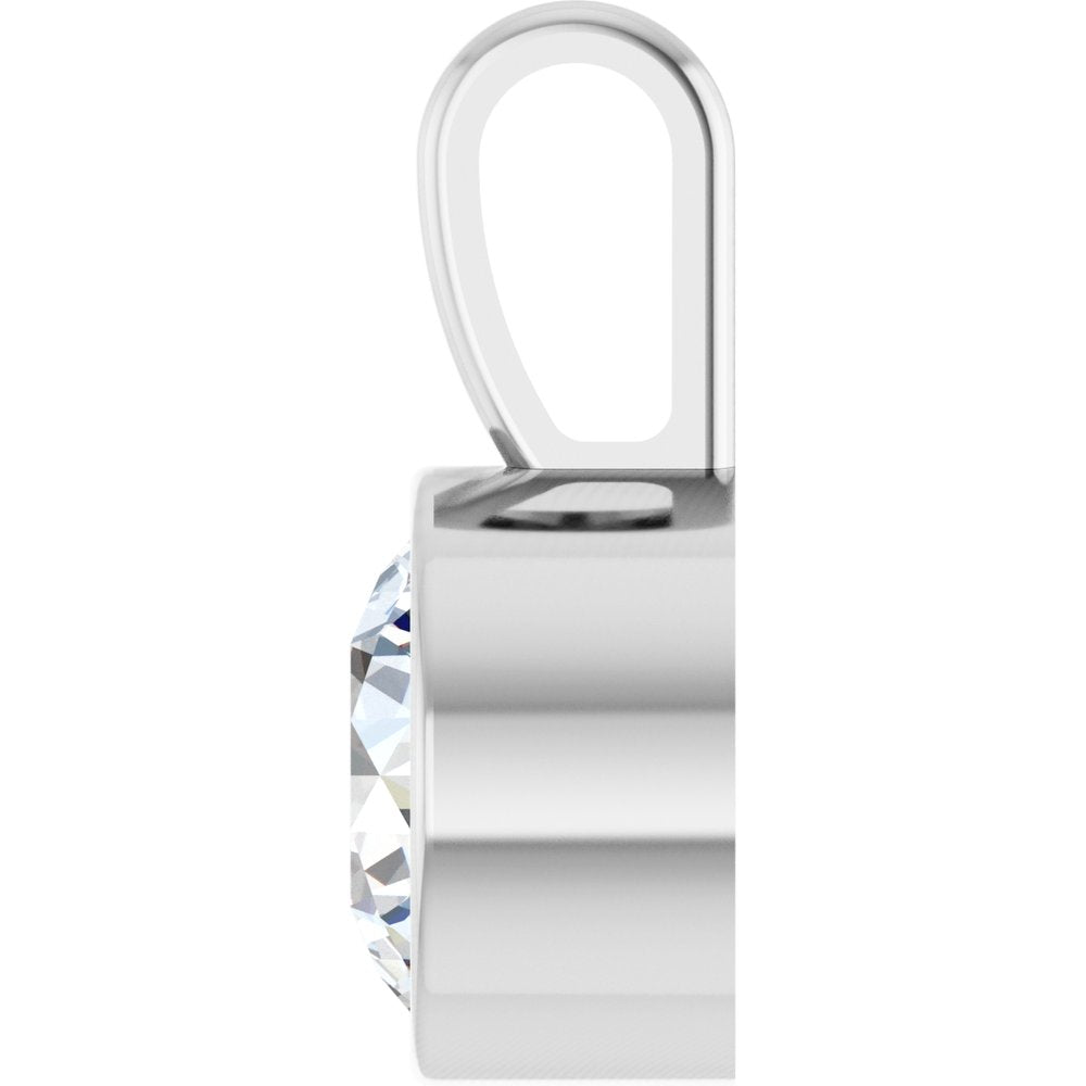 14K White Gold 9/10 CT Lab-Grown Diamond Bezel-Set Solitaire Pendant