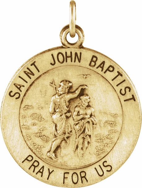 14K Yellow 22 mm Round St. John the Baptist Medal
