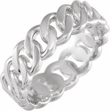 14K White Gold 6.5 mm Chain Link Wedding Band Size 7