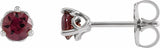 14K White Gold 3 mm Natural Rhodolite Garnet Earrings
