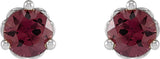 14K White Gold 3 mm Natural Rhodolite Garnet Earrings