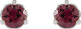 14K White Gold 4 mm Natural Rhodolite Garnet Earrings