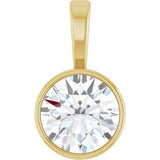 14K Yellow Gold 5/8 CT Lab-Grown Diamond Bezel-Set Solitaire Pendant