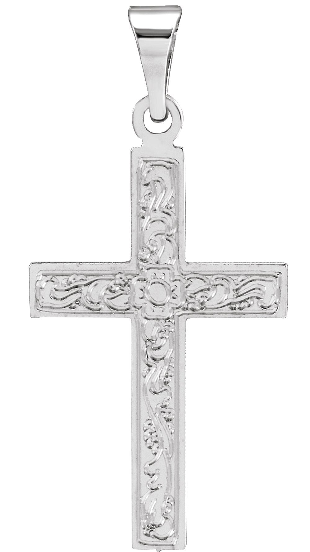 14K White 18x12 mm Cross Pendant