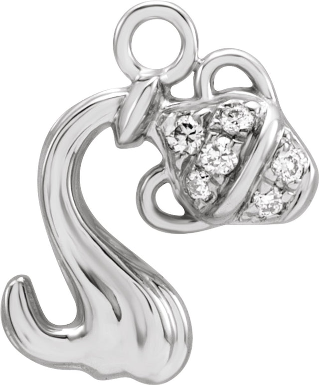 14K White Petite Pavé™ .025 CTW Natural Diamond Aquarius Dangle