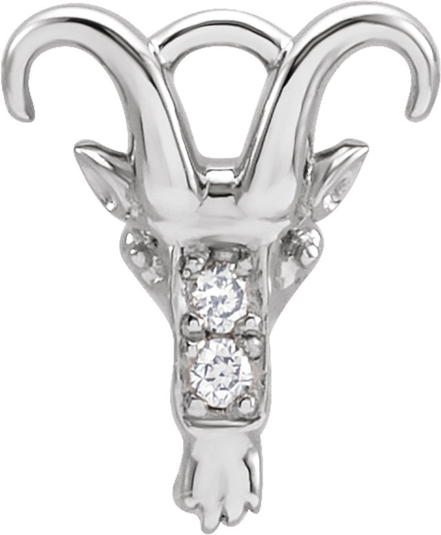 14K White Petite Pavé™ .01 CTW Natural Diamond Capricorn Dangle