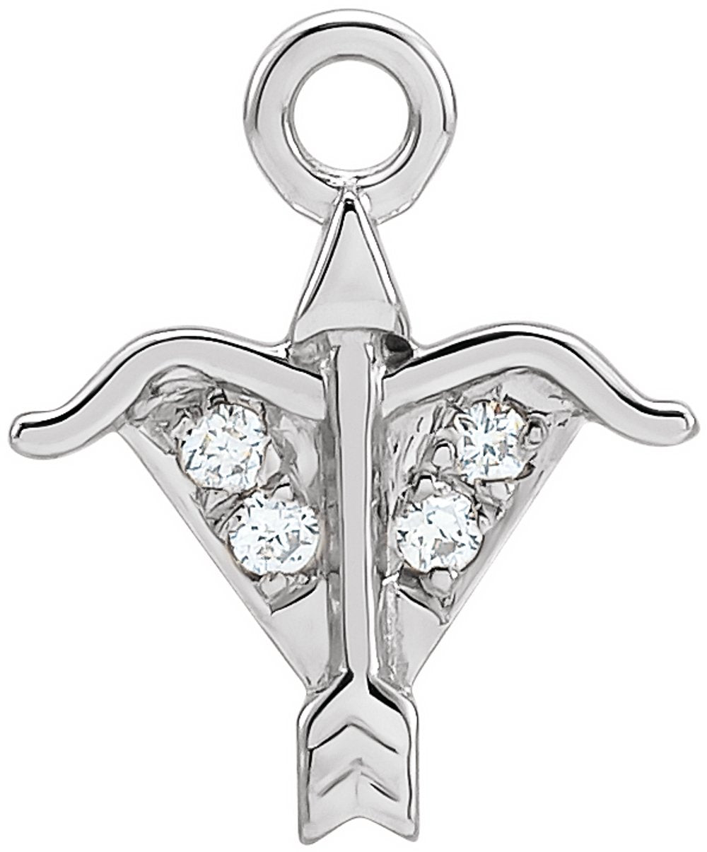 14K White Petite Pavé™ .015 CTW Natural Diamond Sagittarius Dangle