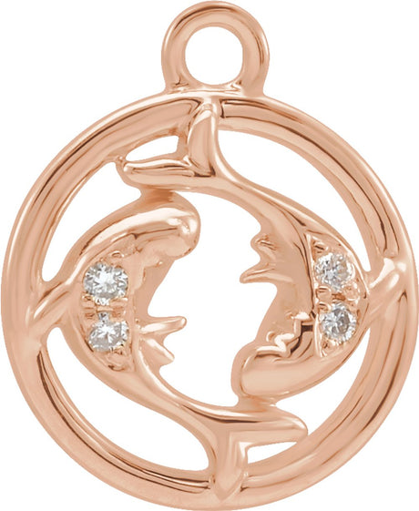 14K Rose Petite Pavé™ .015 CTW Natural Diamond Pisces Dangle