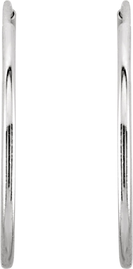 14K White Gold Endless Tube 20 mm Hoop Earring