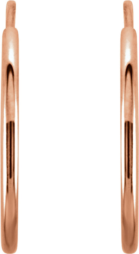 14K Rose Gold Endless Tube 15 mm Hoop Earring