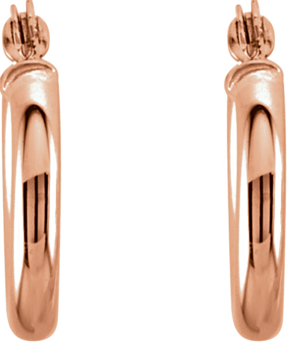 14K Rose Tube 13 mm Hoop Earrings