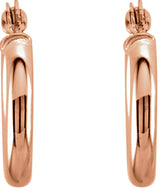 14K Rose Tube 13 mm Hoop Earrings