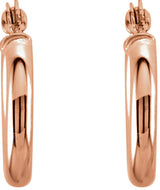 14K Rose Gold Tube 13 mm Hoop Earrings