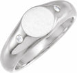 14K White Gold  .06 CTW Natural Diamond 8.6 mm Round Signet Ring