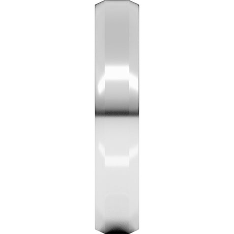 10K White Gold 4 mm Beveled-Edge Flat Band Size 7.5