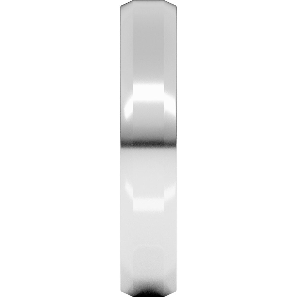 10K White Gold 4 mm Beveled-Edge Flat Band Size 7.5